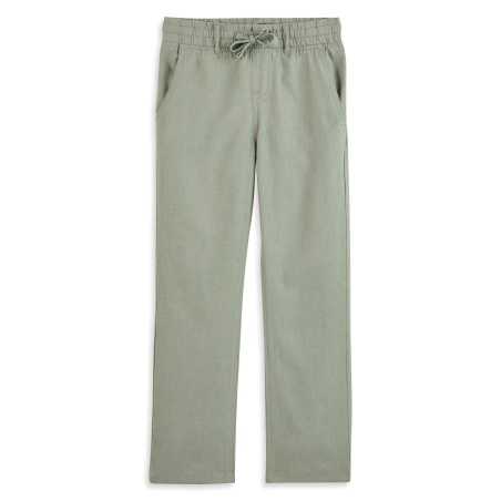 PANTALON COTON LIN VERT KAKI