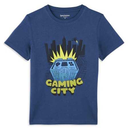 T-SHIRT MANCHE COURTE BLAN BLEU MARINE