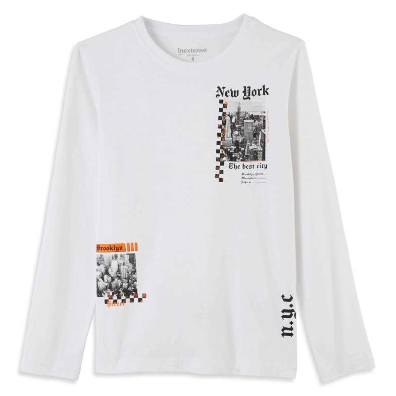 T-SHIRT BLANC MANCHE LONGUE
