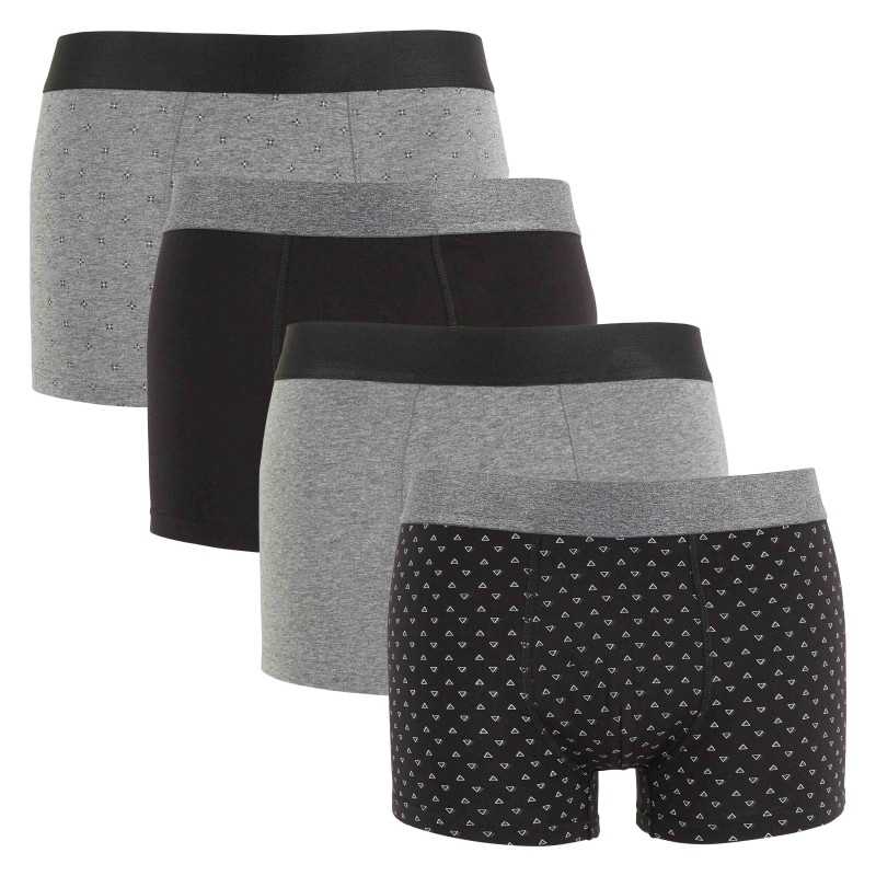 BOXER HOMME NOIR-GRIS LOT x 4
